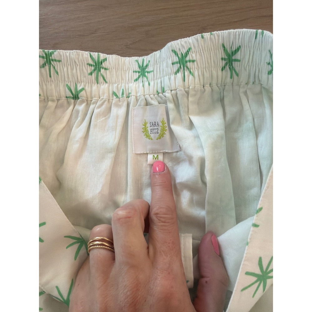 Sara Fitz Green Starburst Print Button Front Tiered Cotton Midi Skirt Womens M - Picture 2 of 8
